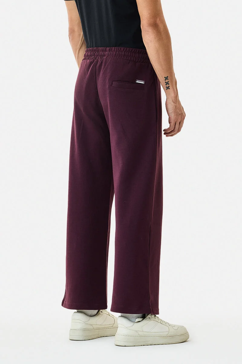SNITCH Maroon Core Lab Knit Wide Leg Pants for Men | Best Price UAE